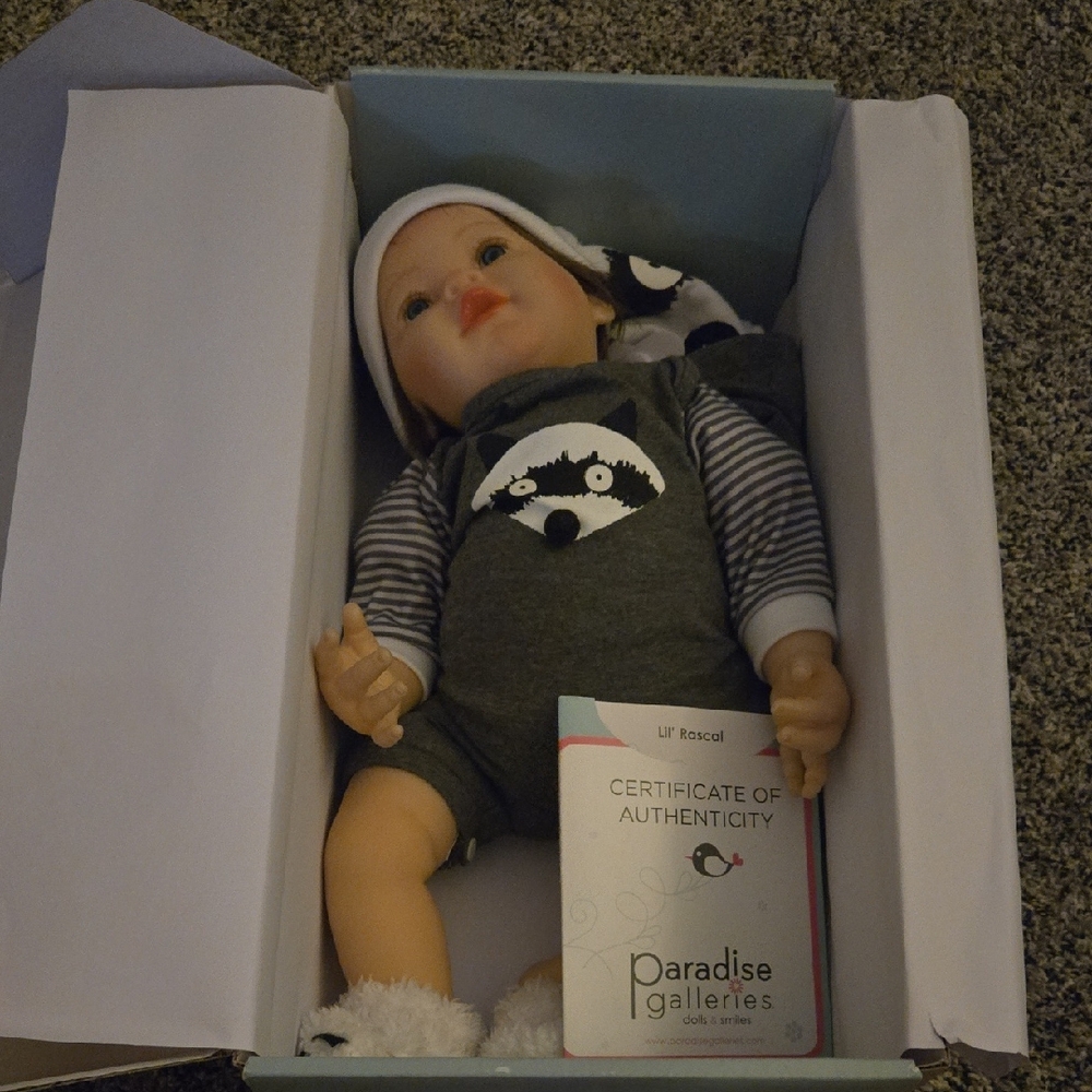 Lil' Rascal Baby Doll - Gray and White